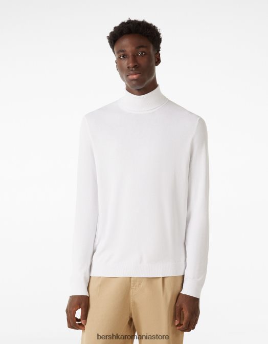 Bershka bărbați pulover cu guler rotit alb Z86D3019 îmbrăcăminte