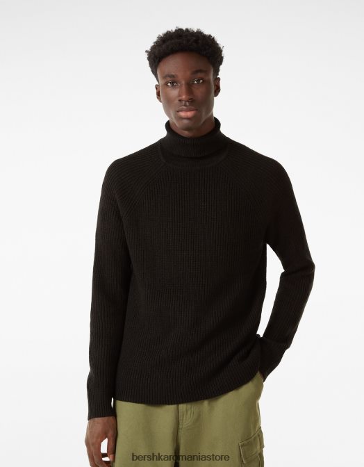 Bershka bărbați pulover cu guler rotit negru Z86D3018 îmbrăcăminte