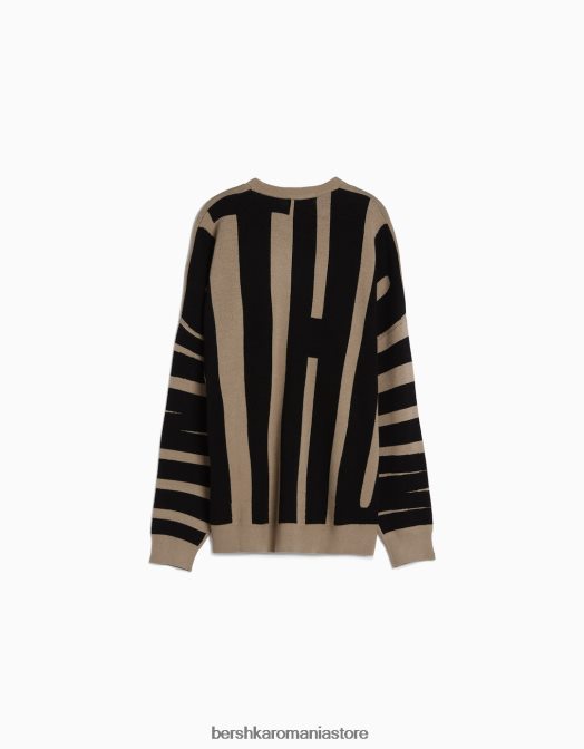 Bershka bărbați pulover cu slogan maro Z86D3010 îmbrăcăminte