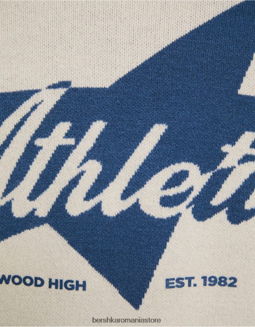 Bershka bărbați pulover de varsitate cremă Z86D3008 îmbrăcăminte