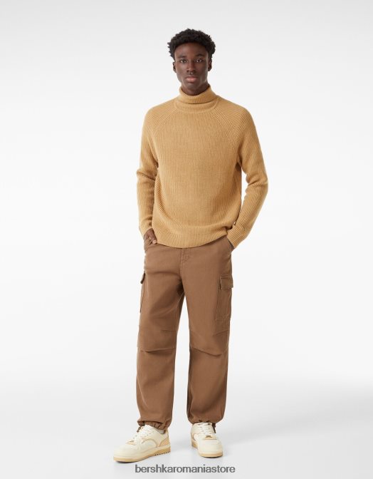 Bershka bărbați pulover gros cu gât înalt cămilă Z86D3017 îmbrăcăminte