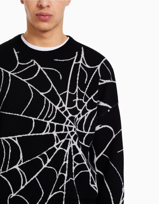 Bershka bărbați pulover imprimat negru Z86D3015 îmbrăcăminte