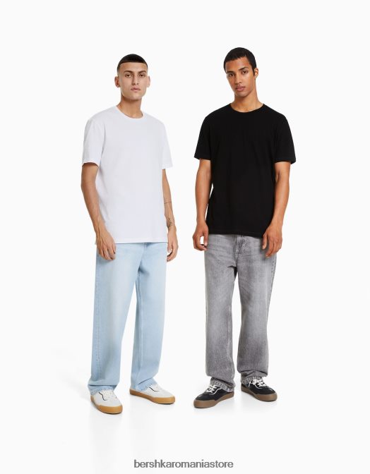 Bershka bărbați Pachet de 2 tricouri cu mânecă scurtă, cu croială normală multicolor Z86D2652 îmbrăcăminte