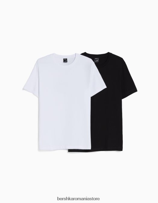 Bershka bărbați Pachet de 2 tricouri cu mânecă scurtă, cu croială normală multicolor Z86D2652 îmbrăcăminte