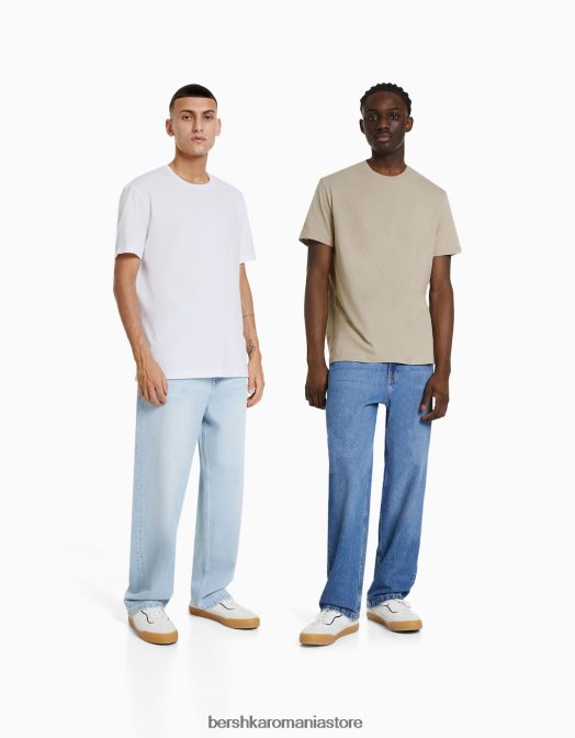 Bershka bărbați Pachet de 2 tricouri cu mânecă scurtă, cu croială normală multicolor Z86D2653 îmbrăcăminte