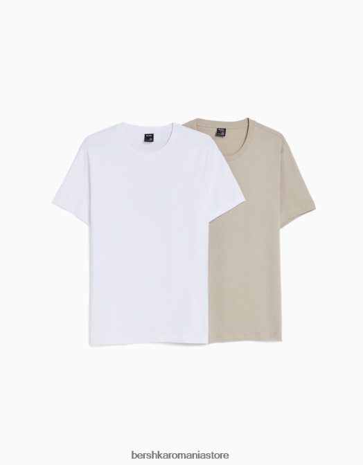 Bershka bărbați Pachet de 2 tricouri cu mânecă scurtă, cu croială normală multicolor Z86D2653 îmbrăcăminte