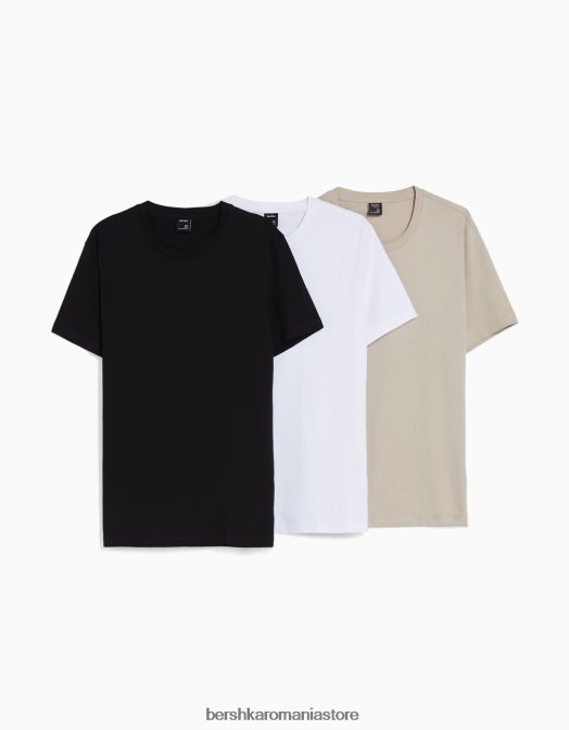 Bershka bărbați Pachet de 3 tricouri cu mânecă scurtă, cu croială normală multicolor Z86D2630 îmbrăcăminte