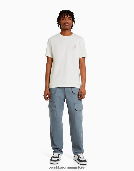 Bershka bărbați Tricou cu mânecă scurtă, cu imprimeu rick & morty alb Z86D2855 îmbrăcăminte