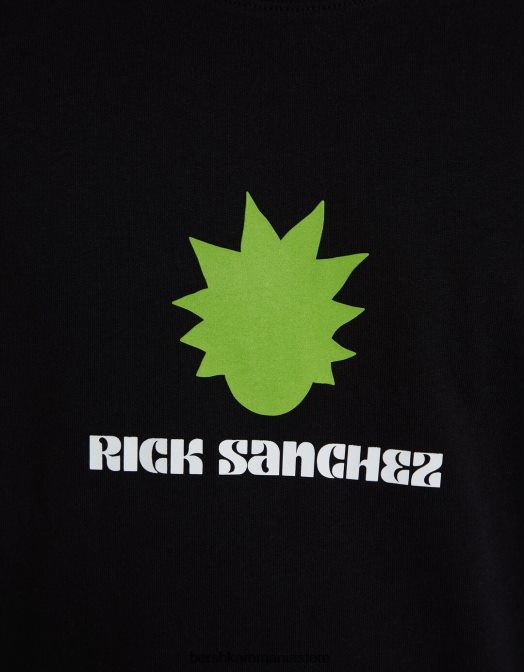 Bershka bărbați Tricou cu mânecă scurtă cu imprimeu rick & morty negru Z86D2857 îmbrăcăminte