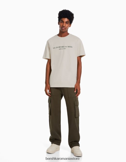 Bershka bărbați Tricou cu maneca scurta 24h le regular fit cămilă Z86D2817 îmbrăcăminte