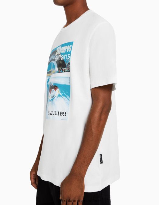 Bershka bărbați Tricou cu maneca scurta 24h le regular fit cremă Z86D2818 îmbrăcăminte