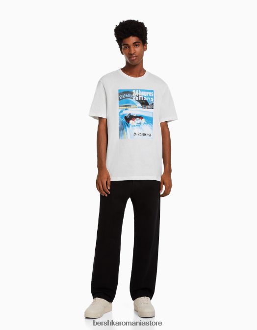 Bershka bărbați Tricou cu maneca scurta 24h le regular fit cremă Z86D2818 îmbrăcăminte