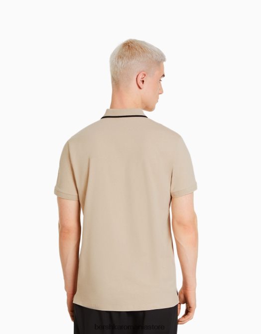 Bershka bărbați polo cu mânecă scurtă în dungi cămilă Z86D2679 îmbrăcăminte