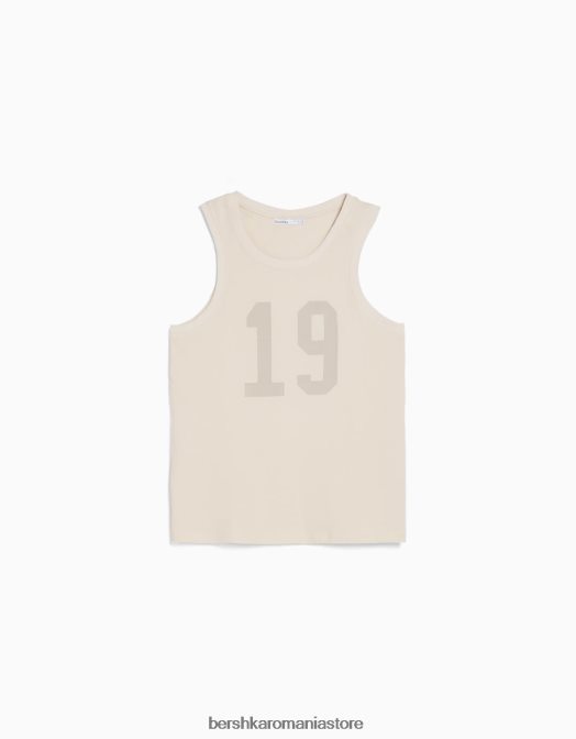 Bershka bărbați top cu bretele imprimat aproape alb Z86D2708 îmbrăcăminte