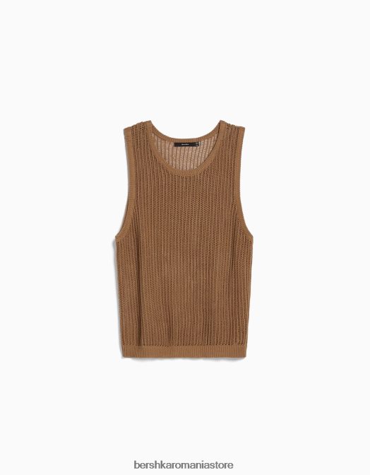 Bershka bărbați top din plasă fără mâneci cămilă Z86D2830 îmbrăcăminte