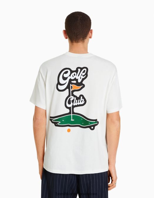 Bershka bărbați tricou boxy cu maneca scurta aproape alb Z86D2847 îmbrăcăminte