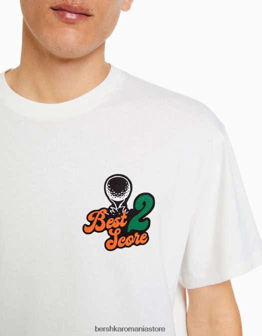 Bershka bărbați tricou boxy cu maneca scurta aproape alb Z86D2847 îmbrăcăminte