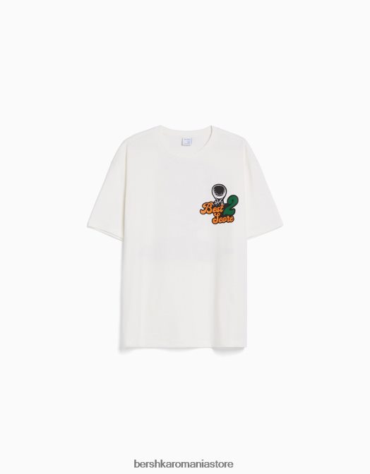 Bershka bărbați tricou boxy cu maneca scurta aproape alb Z86D2847 îmbrăcăminte