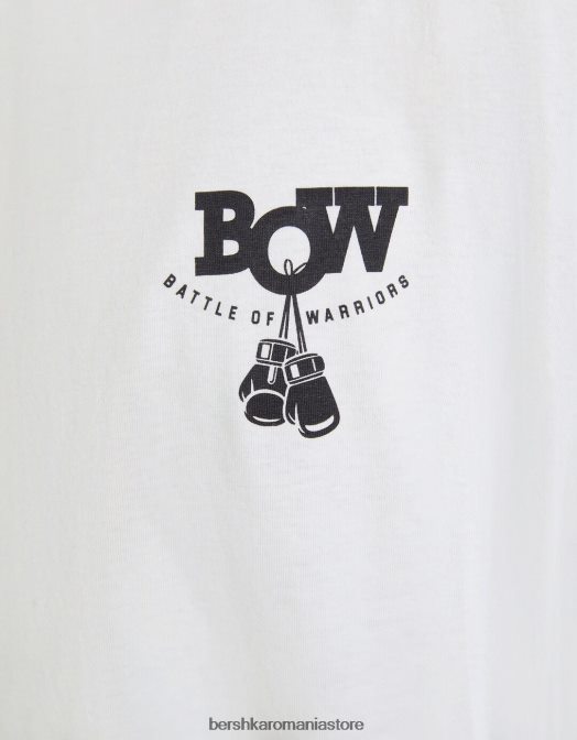 Bershka bărbați tricou boxy cu maneca scurta cu imprimeu box alb Z86D2707 îmbrăcăminte