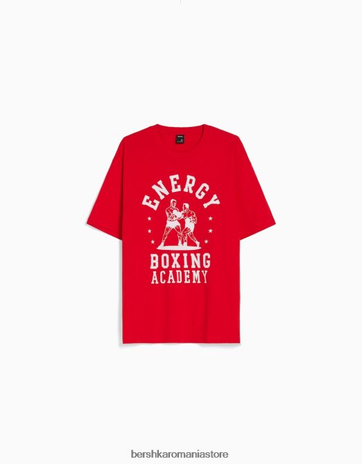 Bershka bărbați tricou boxy cu maneca scurta cu imprimeu box roșu Z86D2706 îmbrăcăminte