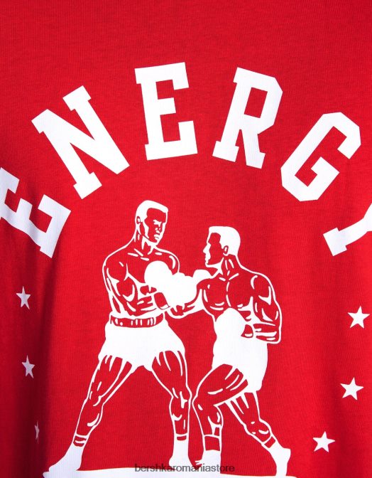 Bershka bărbați tricou boxy cu maneca scurta cu imprimeu box roșu Z86D2706 îmbrăcăminte