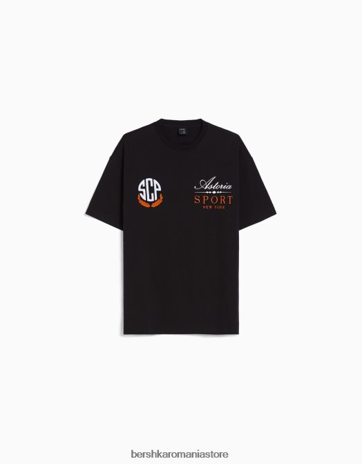 Bershka bărbați tricou boxy cu maneca scurta negru Z86D2848 îmbrăcăminte