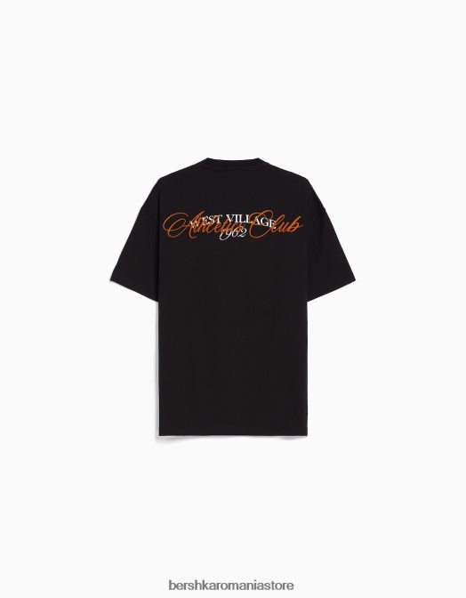 Bershka bărbați tricou boxy cu maneca scurta negru Z86D2848 îmbrăcăminte