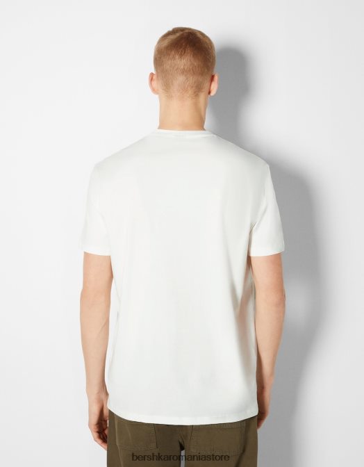 Bershka bărbați tricou cu imprimeu fotografic cu maneca scurta alb Z86D2769 îmbrăcăminte