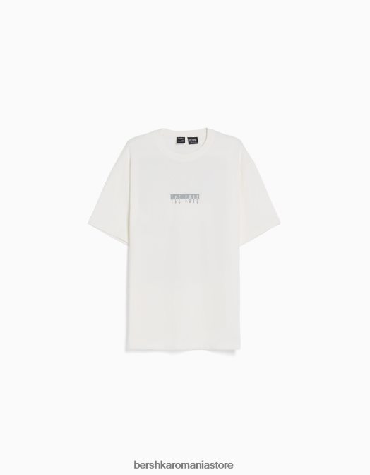 Bershka bărbați tricou cu mânecă scurtă, cu imprimeu cub de gheață alb Z86D2822 îmbrăcăminte