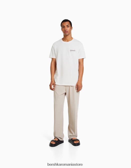 Bershka bărbați tricou cu mânecă scurtă cu imprimeu floral alb Z86D2763 îmbrăcăminte