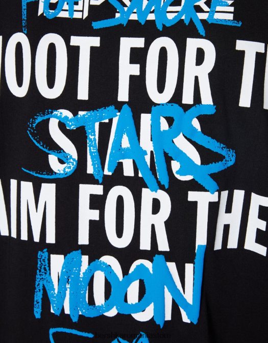 Bershka bărbați tricou cu mânecă scurtă cu imprimeu pop smoke negru Z86D2700 îmbrăcăminte