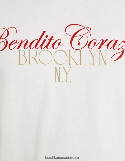 Bershka bărbați tricou cu mânecă scurtă cu imprimeu relaxat aproape alb Z86D2808 îmbrăcăminte