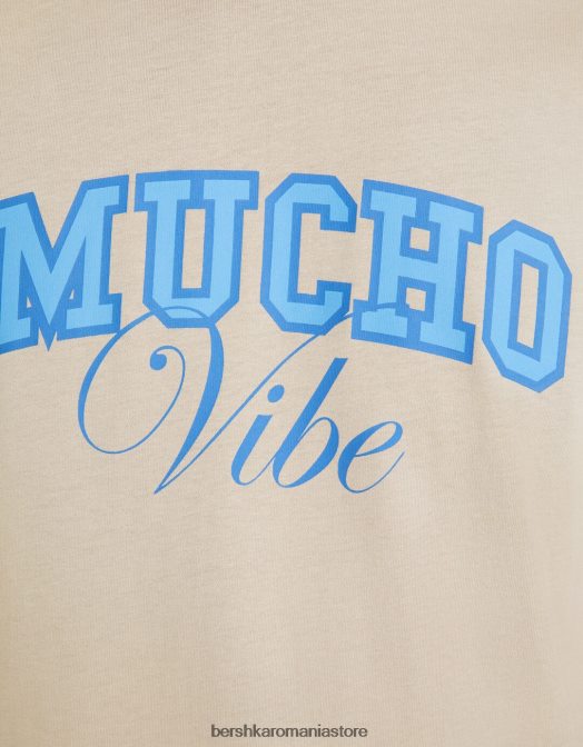Bershka bărbați tricou cu mânecă scurtă cu imprimeu relaxat cămilă Z86D2807 îmbrăcăminte
