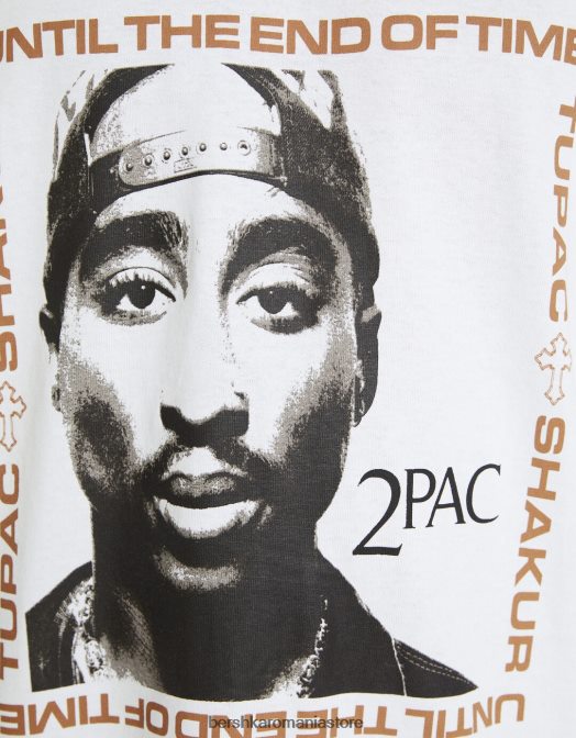 Bershka bărbați tricou cu mânecă scurtă cu imprimeu tupac, cu potrivire boxy alb Z86D2724 îmbrăcăminte