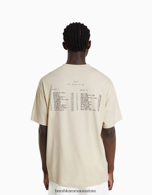 Bershka bărbați tricou cu mânecă scurtă cu imprimeu tupac, cu potrivire boxy cămilă Z86D2723 îmbrăcăminte