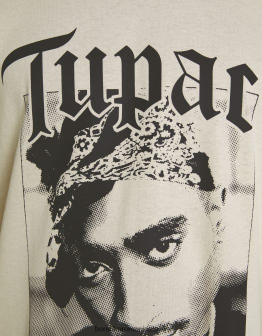 Bershka bărbați tricou cu mânecă scurtă cu imprimeu tupac, cu potrivire boxy cămilă Z86D2723 îmbrăcăminte