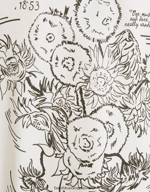 Bershka bărbați tricou cu mânecă scurtă, cu imprimeu van Gogh alb Z86D2613 îmbrăcăminte