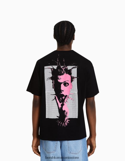 Bershka bărbați tricou cu mânecă scurtă cu imprimeu yungblud, cu potrivire boxy negru Z86D2791 îmbrăcăminte