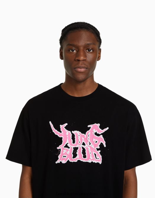 Bershka bărbați tricou cu mânecă scurtă cu imprimeu yungblud, cu potrivire boxy negru Z86D2791 îmbrăcăminte