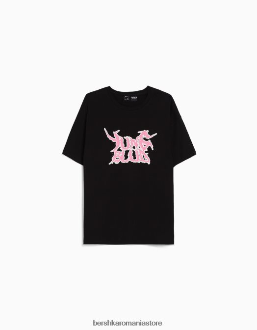 Bershka bărbați tricou cu mânecă scurtă cu imprimeu yungblud, cu potrivire boxy negru Z86D2791 îmbrăcăminte