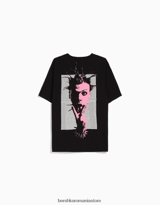 Bershka bărbați tricou cu mânecă scurtă cu imprimeu yungblud, cu potrivire boxy negru Z86D2791 îmbrăcăminte