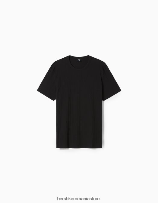 Bershka bărbați tricou cu mânecă scurtă cu nervuri, în formă musculară exclusiv Z86D2738 îmbrăcăminte