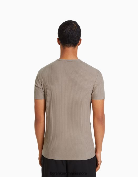 Bershka bărbați tricou cu mânecă scurtă cu nervuri, în formă musculară gri Z86D2737 îmbrăcăminte