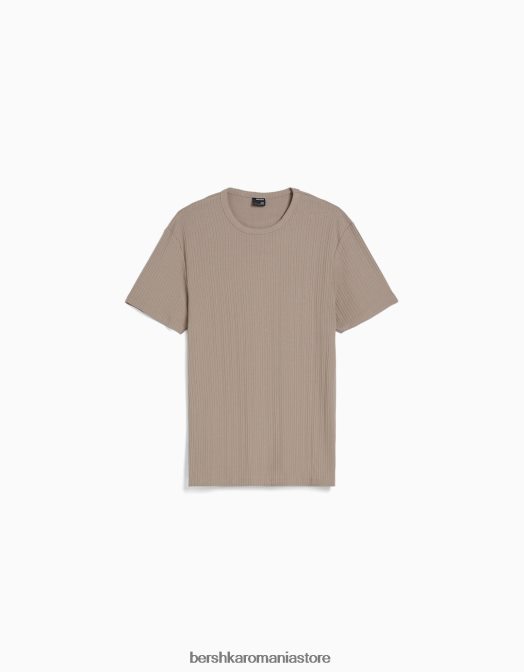 Bershka bărbați tricou cu mânecă scurtă cu nervuri, în formă musculară gri Z86D2737 îmbrăcăminte