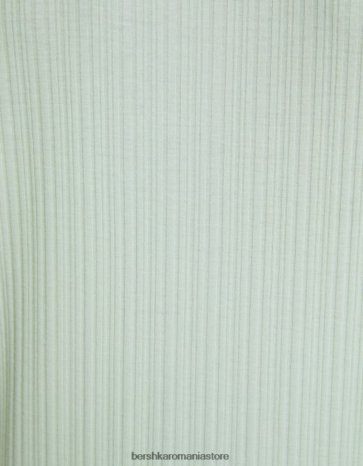 Bershka bărbați tricou cu mânecă scurtă cu nervuri, în formă musculară verde Z86D2734 îmbrăcăminte