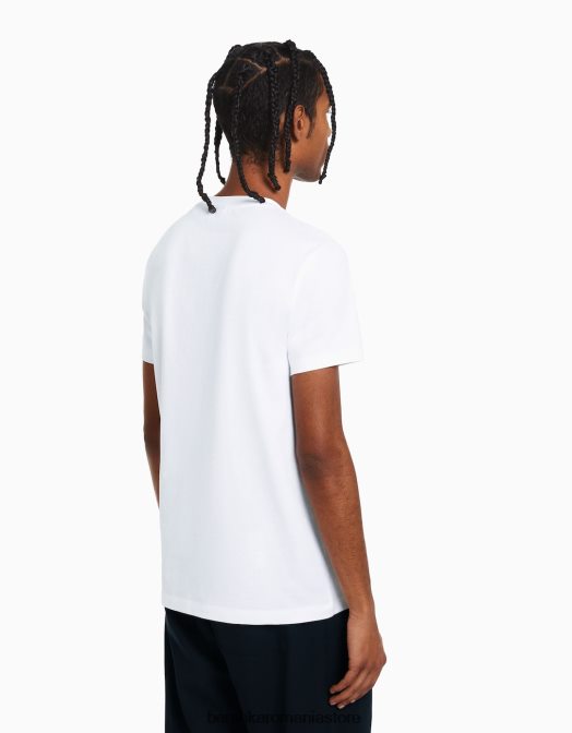 Bershka bărbați tricou cu mânecă scurtă cu potrivire normală imprimat alb Z86D2727 îmbrăcăminte