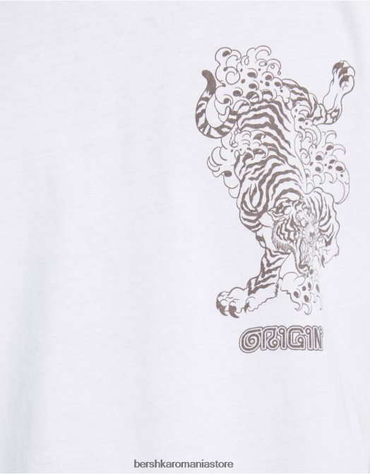 Bershka bărbați tricou cu mânecă scurtă cu potrivire normală imprimat alb Z86D2727 îmbrăcăminte