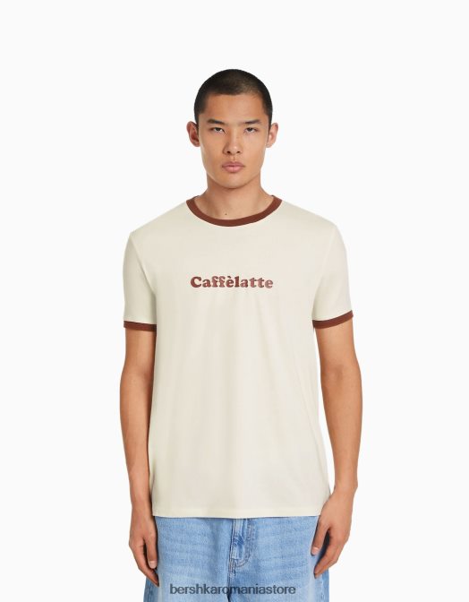 Bershka bărbați tricou cu mânecă scurtă cu potrivire normală imprimat aproape alb Z86D2644 îmbrăcăminte