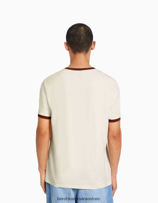 Bershka bărbați tricou cu mânecă scurtă cu potrivire normală imprimat aproape alb Z86D2644 îmbrăcăminte