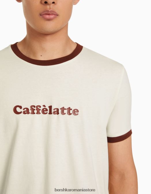 Bershka bărbați tricou cu mânecă scurtă cu potrivire normală imprimat aproape alb Z86D2644 îmbrăcăminte